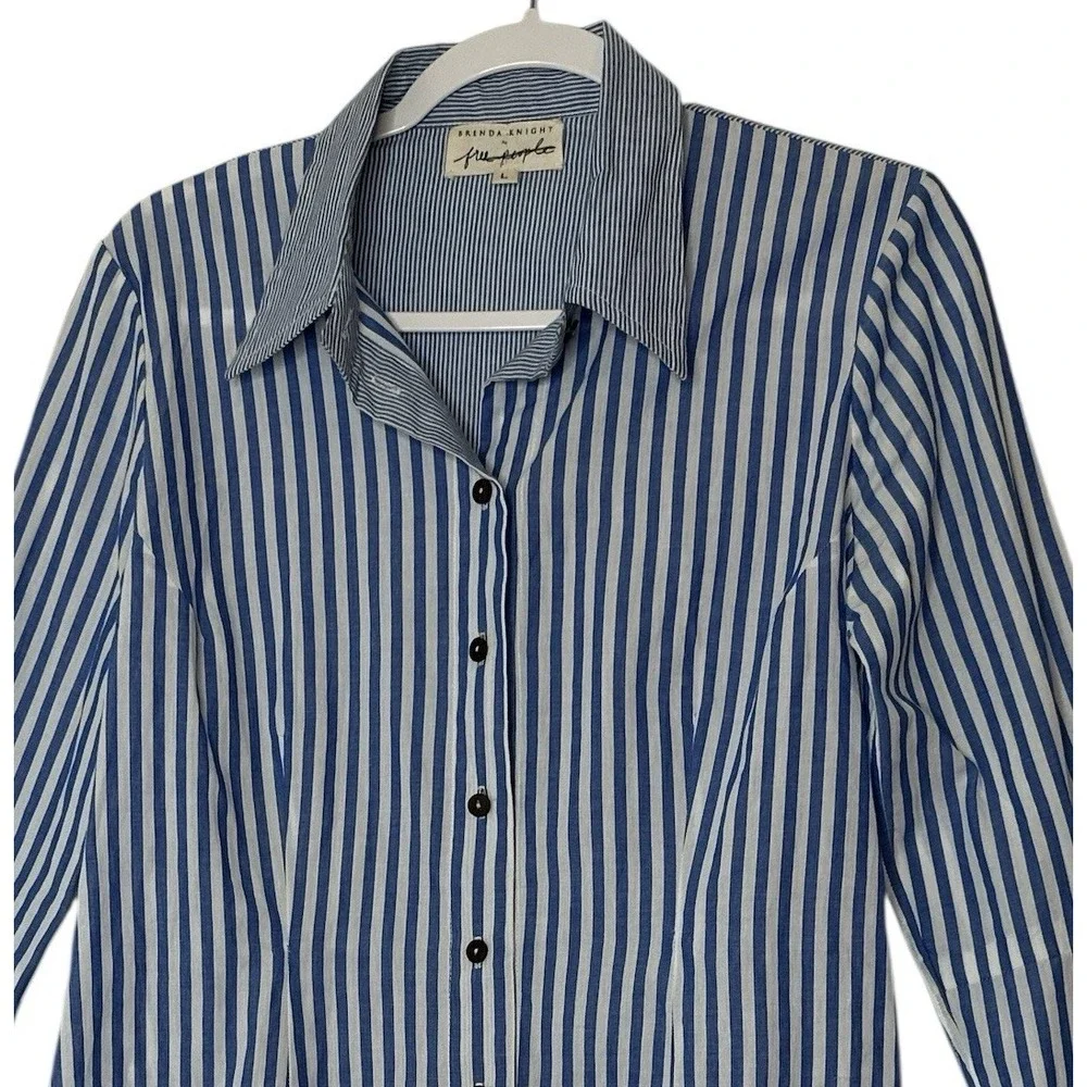 Free People x Brenda Knight Top Women's Large‎ Striped Button Up Cotton New